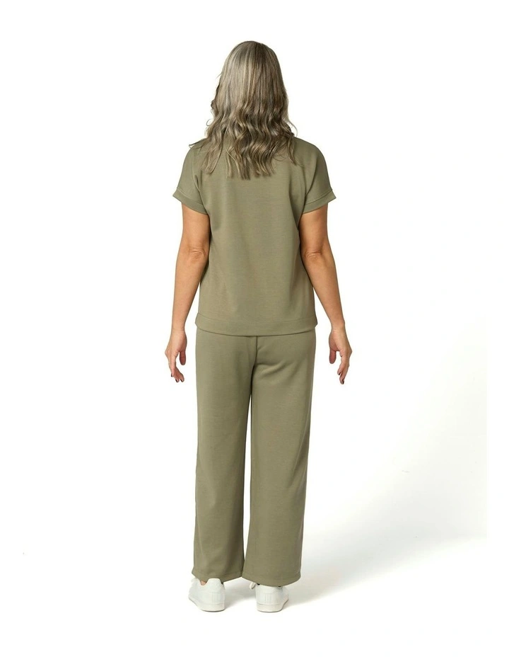 Zen Relaxed Short Sleeve Top in Olive image 2