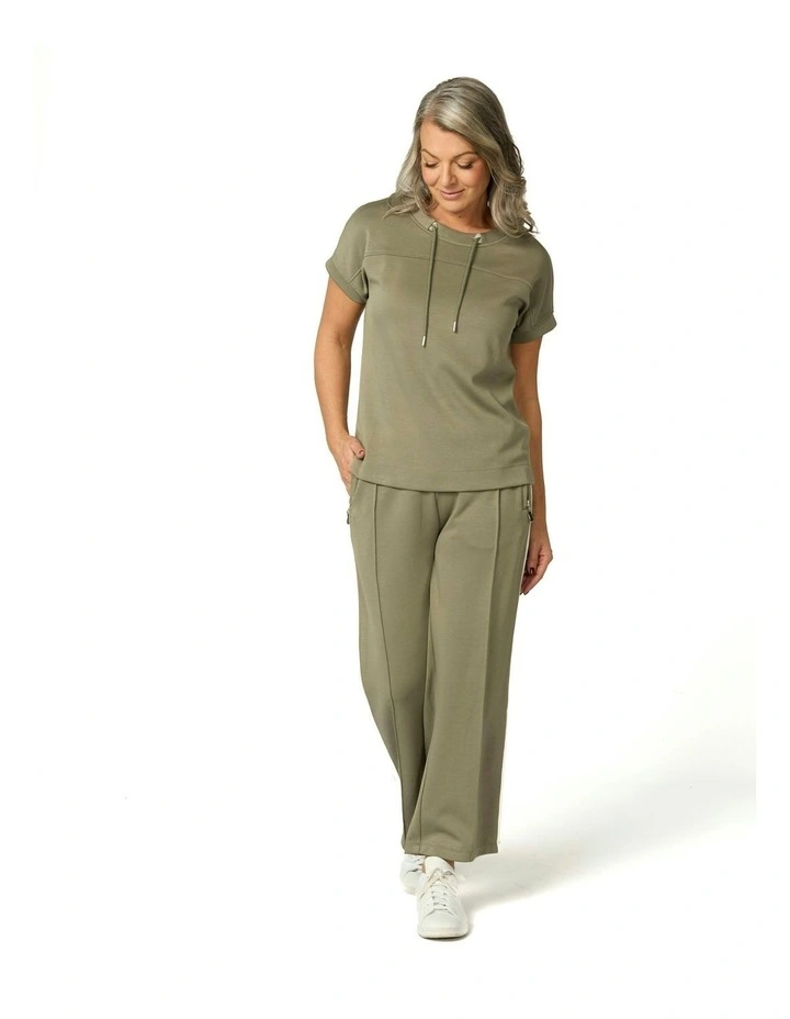 Zen Relaxed Short Sleeve Top in Olive image 4