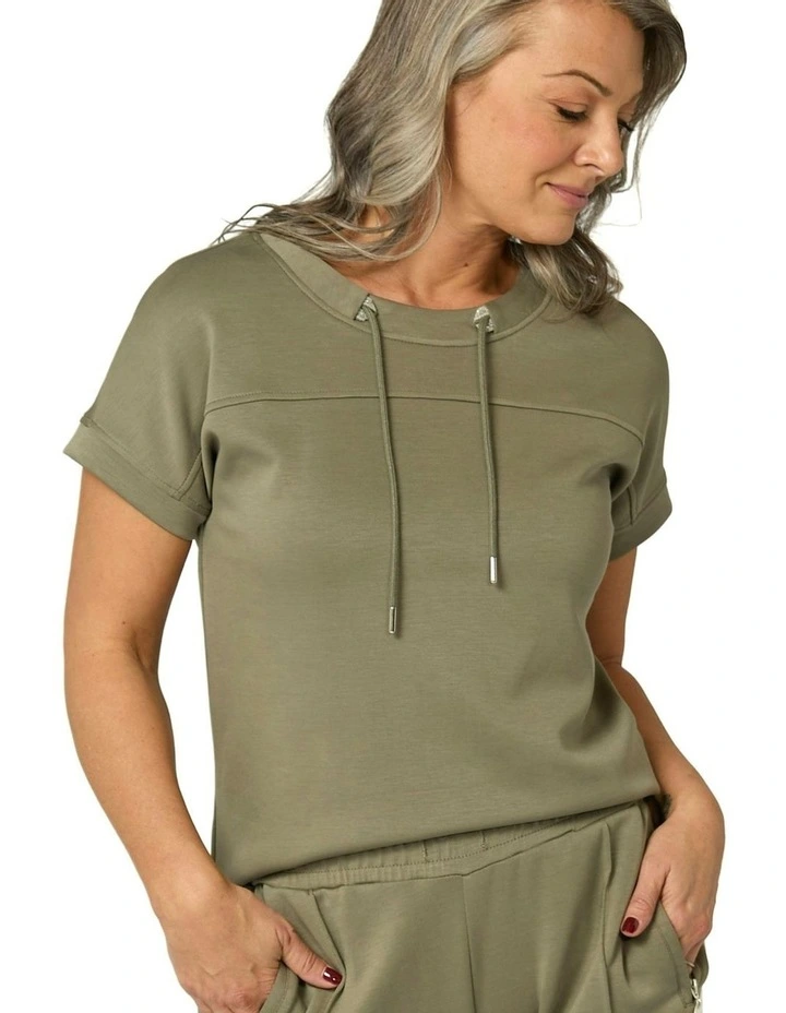 Zen Relaxed Short Sleeve Top in Olive image 5