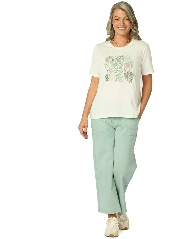 Freya Short Sleeve Print Front Tee in White image 4