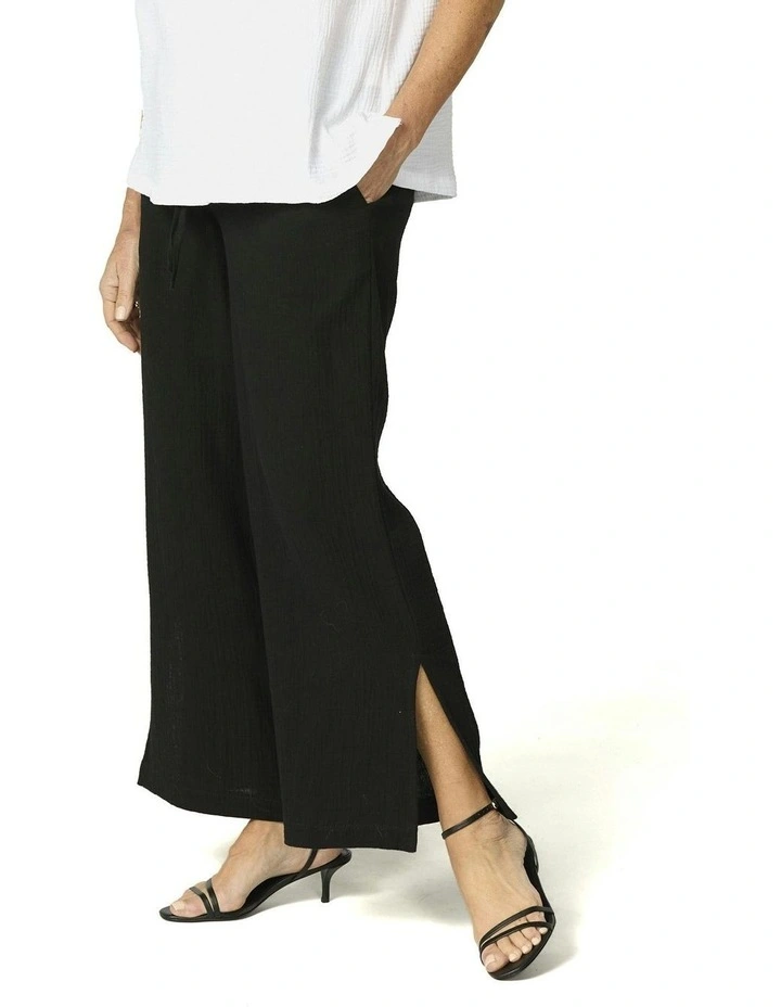Bubble Long Pant with Splits in Black image 1