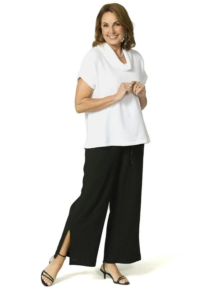 Bubble Long Pant with Splits in Black image 4