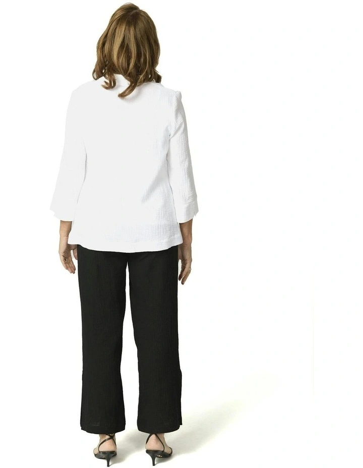 Bubble 3/4 Sleeve Shacket in White image 2