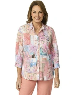 Sakura 3/4 Sleeve Print Shirt in Multi
