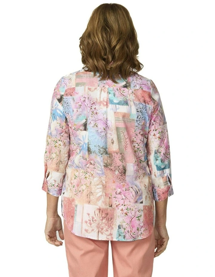 Sakura 3/4 Sleeve Print Shirt in Multi image 2