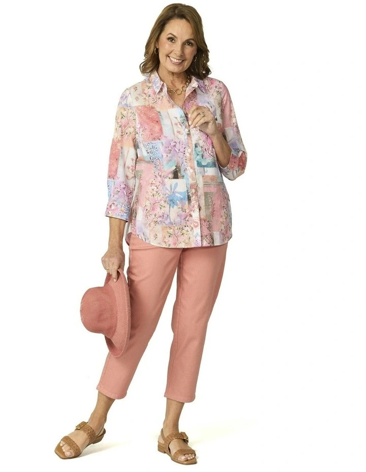 Sakura 3/4 Sleeve Print Shirt in Multi image 4