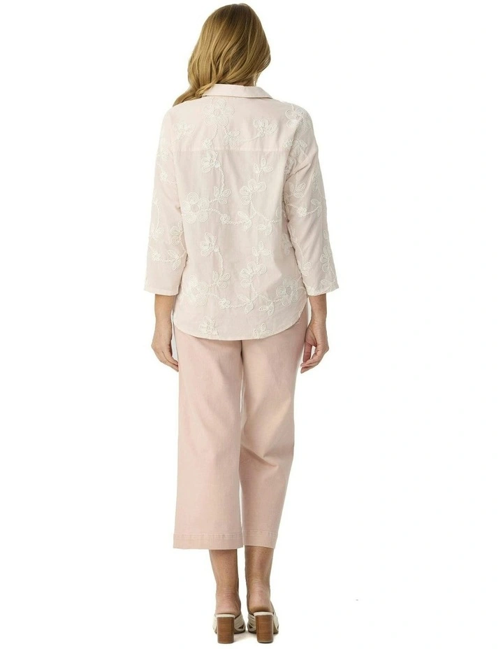 Avery Long Sleeve Relaxed Shirt in Pale Pink image 2