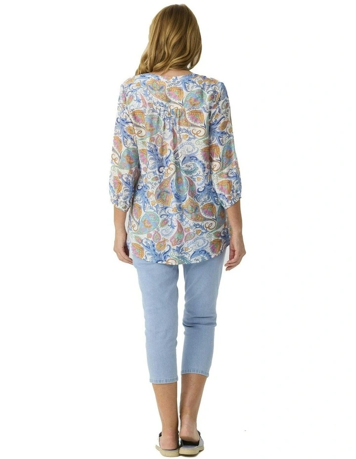 La Fiesta 3/4 Sleeve Soft Blouse in Multi image 2
