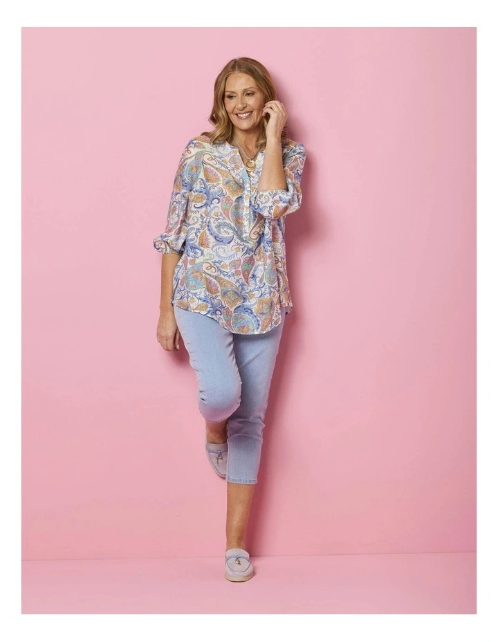 La Fiesta 3/4 Sleeve Soft Blouse in Multi image 5