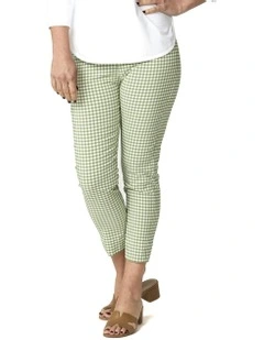 Bayside Check 7/8 Basque Pant in Green