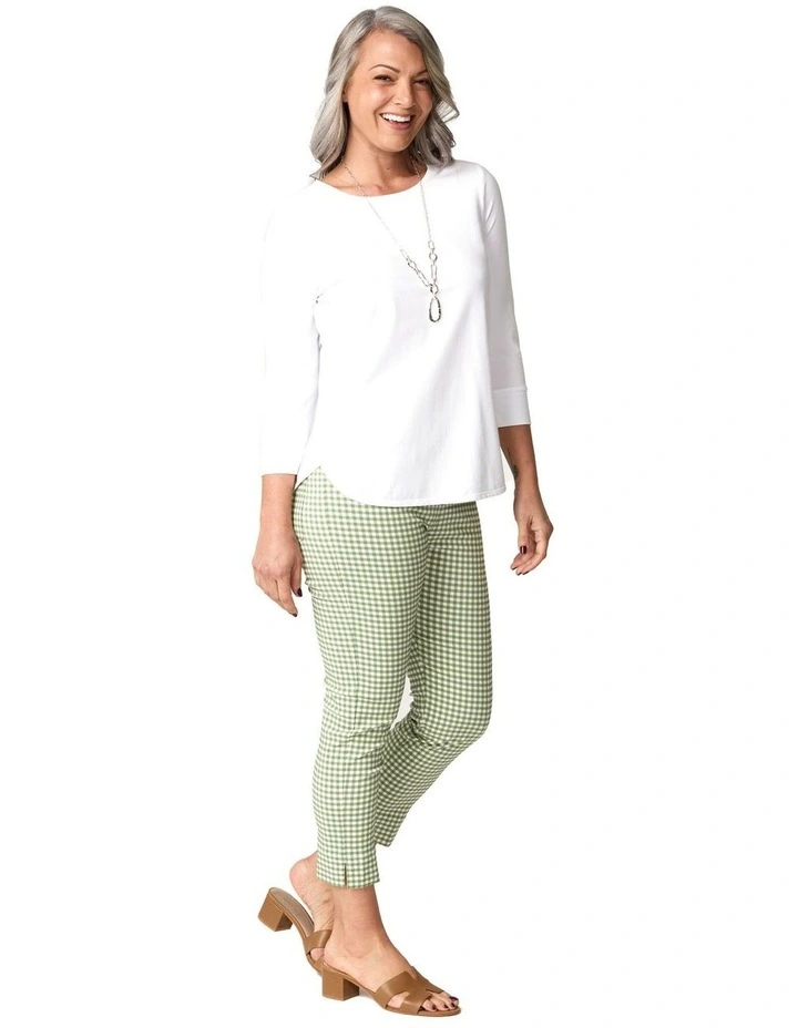 Bayside Check 7/8 Basque Pant in Green image 4