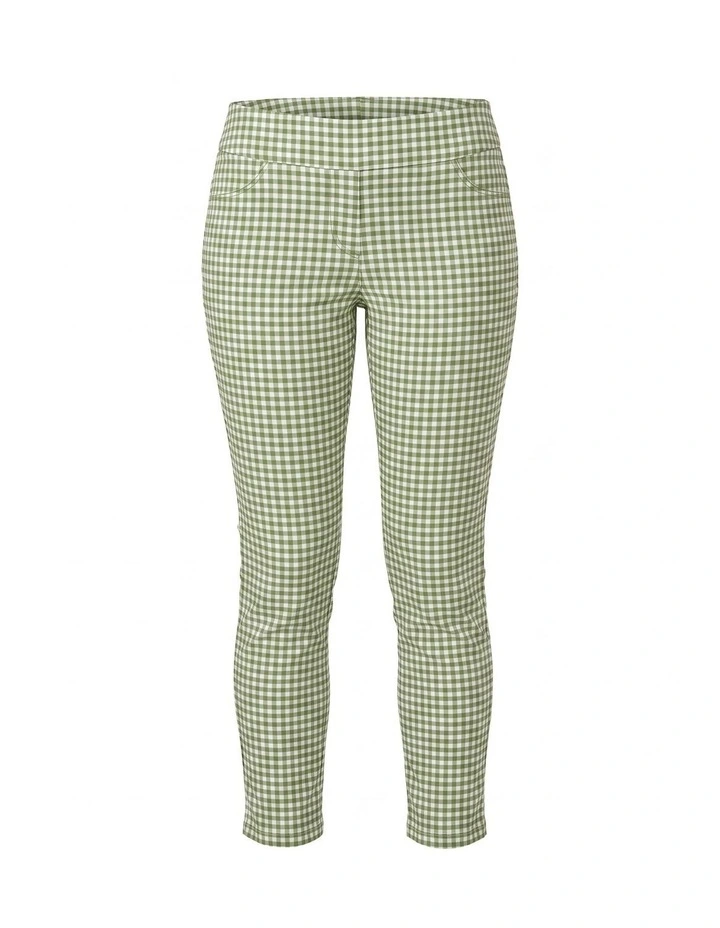Bayside Check 7/8 Basque Pant in Green image 7