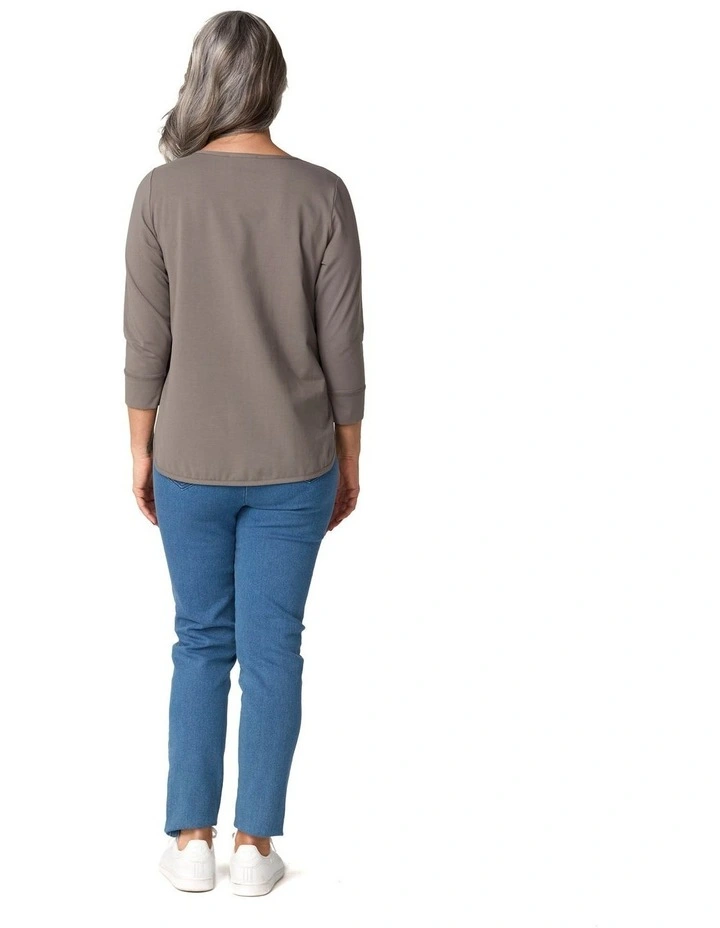 Eternity Modal Cotton 3/4 Sleeve Top in Grey image 2