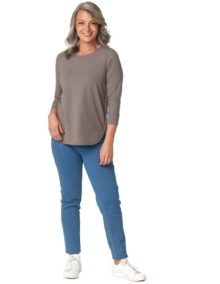 Eternity Modal Cotton 3/4 Sleeve Top in Grey image 4