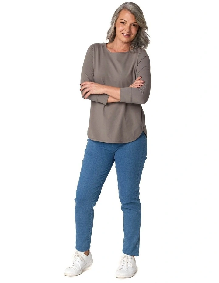 Eternity Modal Cotton 3/4 Sleeve Top in Grey image 6