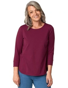 Eternity Modal 3/4 Sleeve Top in Red