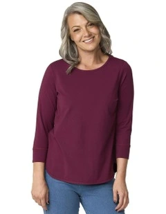 Eternity Modal 3/4 Sleeve Top in Red