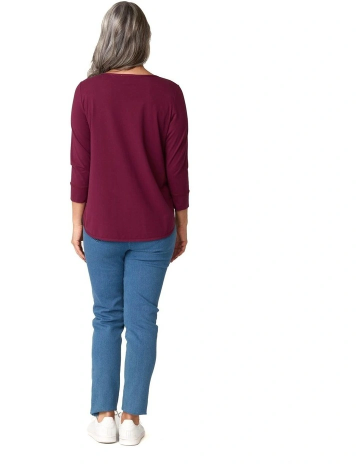 Eternity Modal 3/4 Sleeve Top in Red image 2