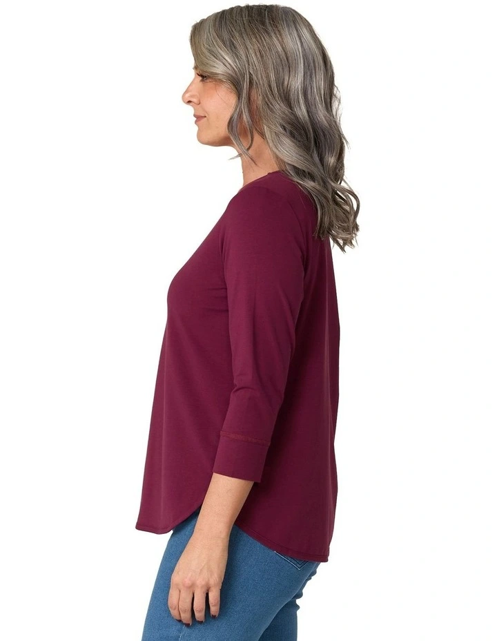 Eternity Modal 3/4 Sleeve Top in Red image 3
