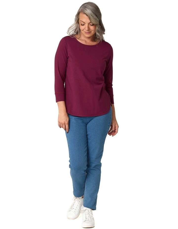 Eternity Modal 3/4 Sleeve Top in Red image 4
