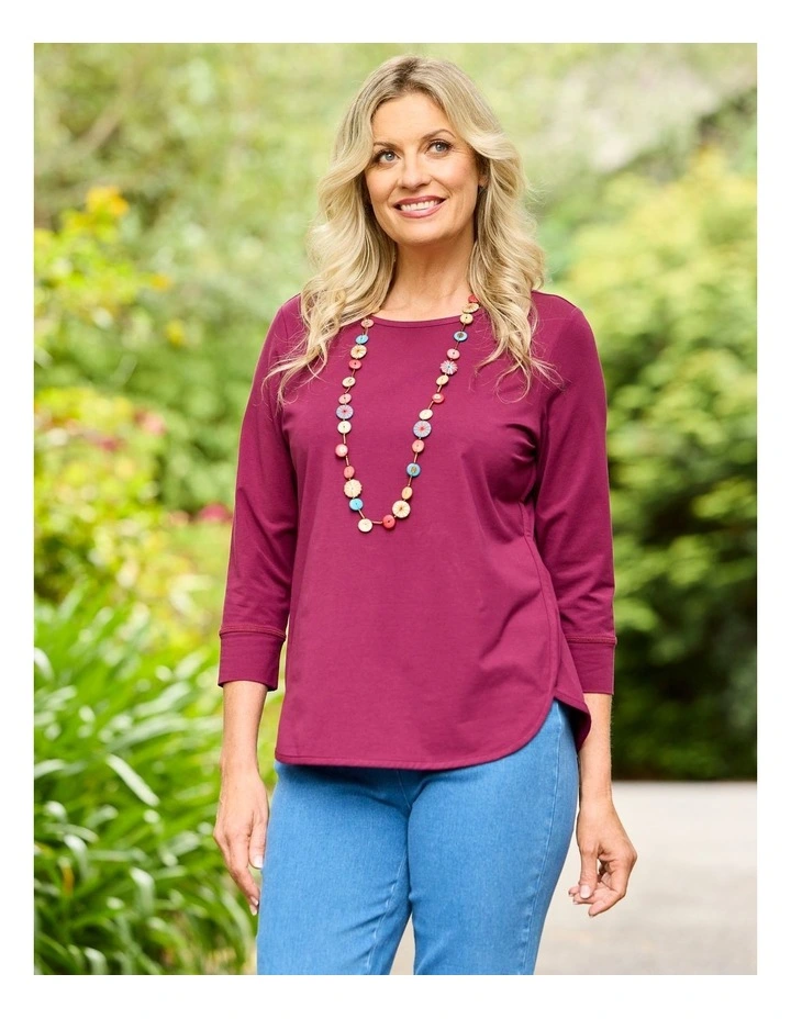 Eternity Modal 3/4 Sleeve Top in Red image 6