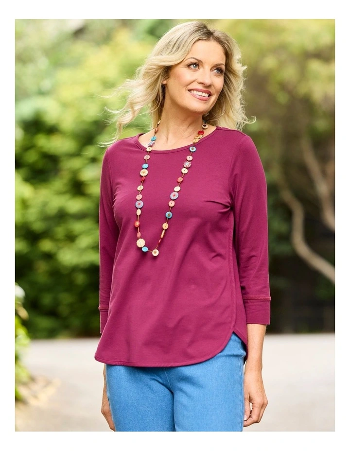 Eternity Modal 3/4 Sleeve Top in Red image 7