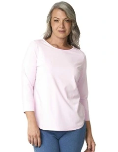 Eternity Cotton 3/4 Sleeve Top in Pink