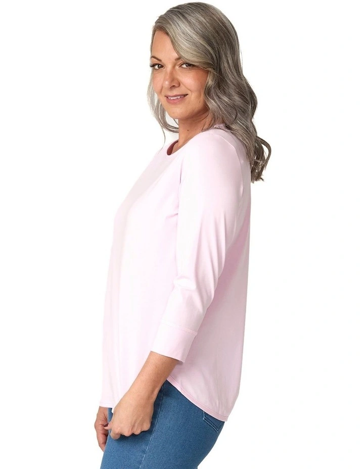 Eternity Cotton 3/4 Sleeve Top in Pink image 3