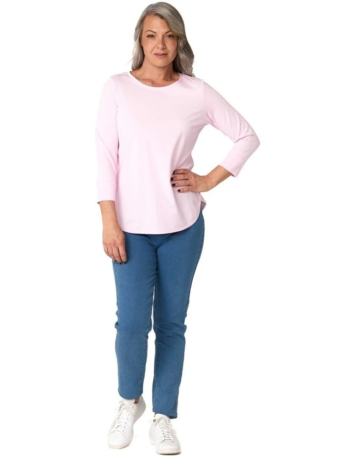 Eternity Cotton 3/4 Sleeve Top in Pink image 4