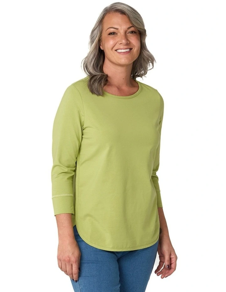 Eternity Cotton 3/4 Sleeve Top in Green image 1