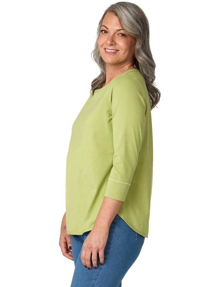 Eternity Cotton 3/4 Sleeve Top in Green image 3