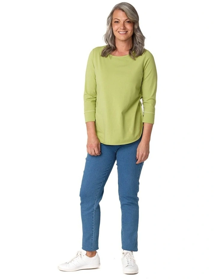 Eternity Cotton 3/4 Sleeve Top in Green image 4