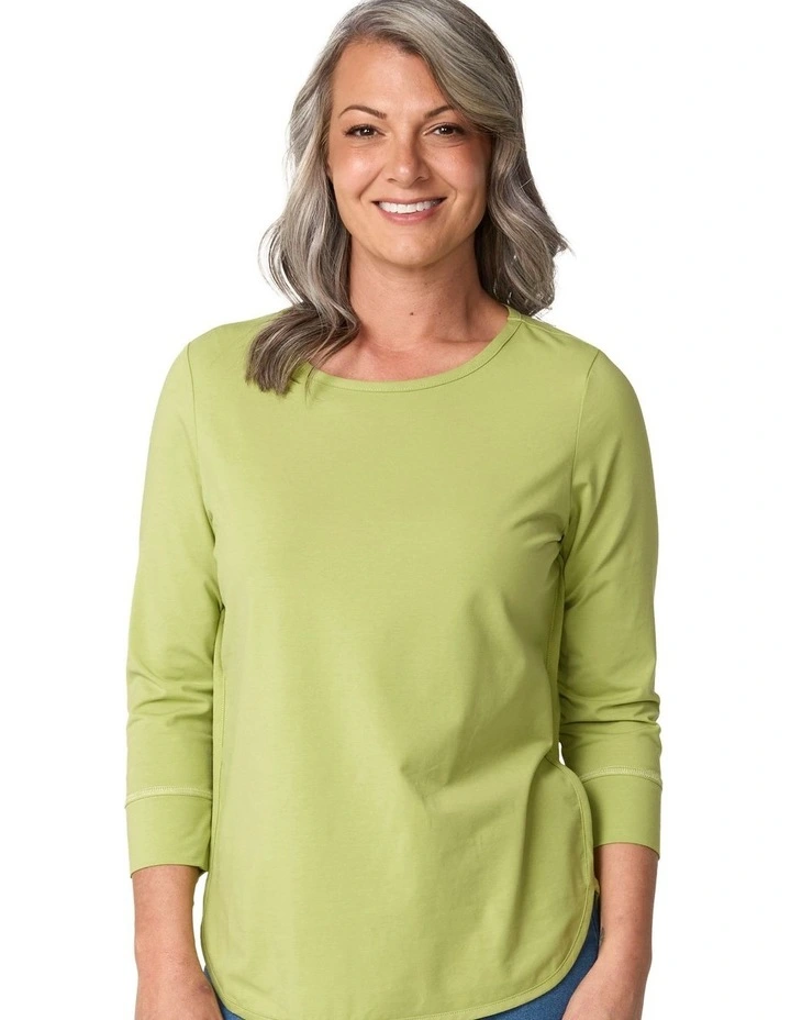 Eternity Cotton 3/4 Sleeve Top in Green image 5