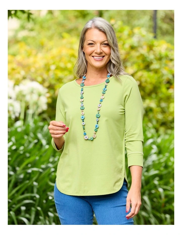 Eternity Cotton 3/4 Sleeve Top in Green image 7
