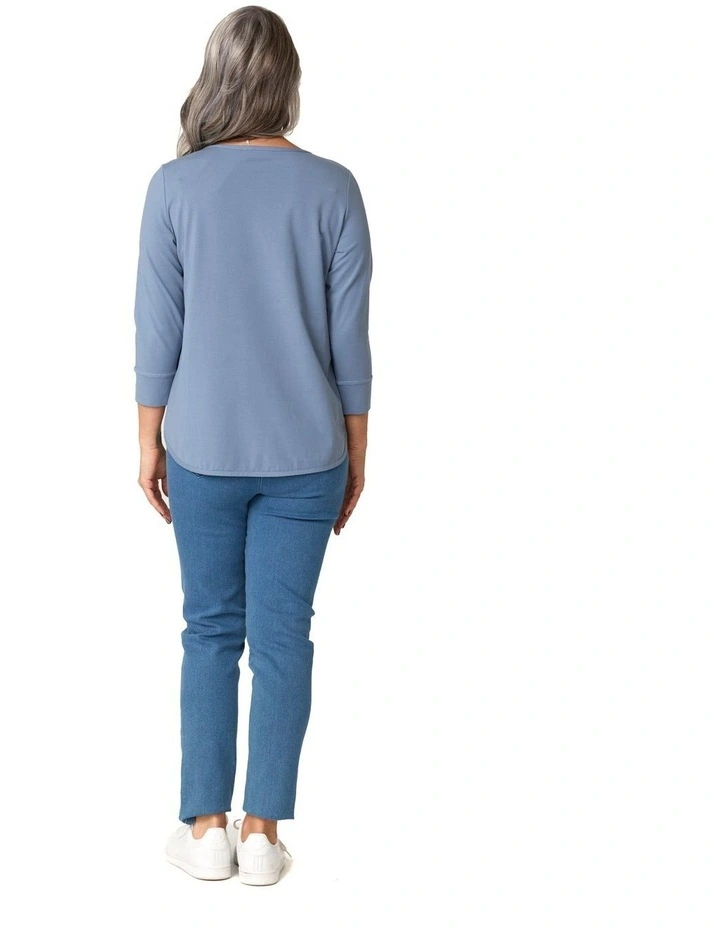 Eternity Cotton 3/4 Sleeve Top in Blue image 2