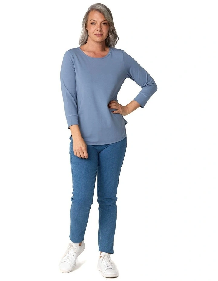 Eternity Cotton 3/4 Sleeve Top in Blue image 4