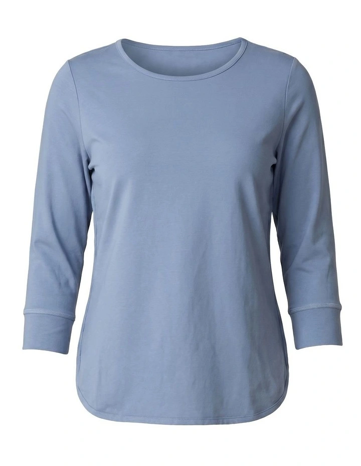 Eternity Cotton 3/4 Sleeve Top in Blue image 6