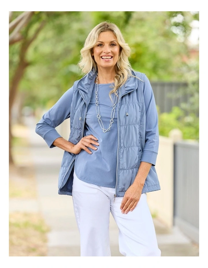 Eternity Cotton 3/4 Sleeve Top in Blue image 7