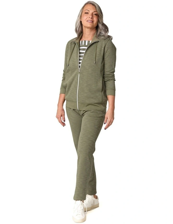 Retreat Top Stitch Zip Up Jacket in Olive image 4