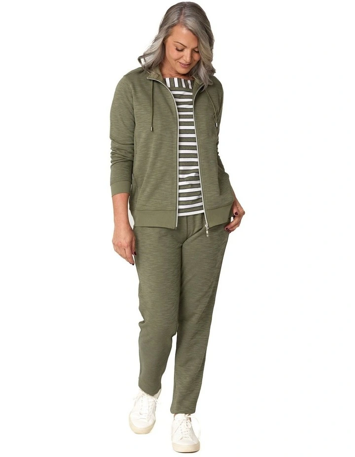 Retreat Top Stitch Zip Up Jacket in Olive image 5
