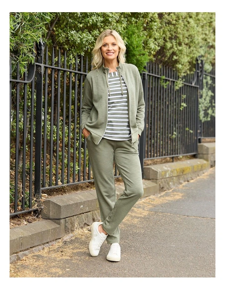 Retreat Top Stitch Zip Up Jacket in Olive image 7