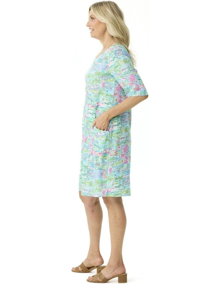 Cocoon Pocket Relaxed Dress in Multi image 3