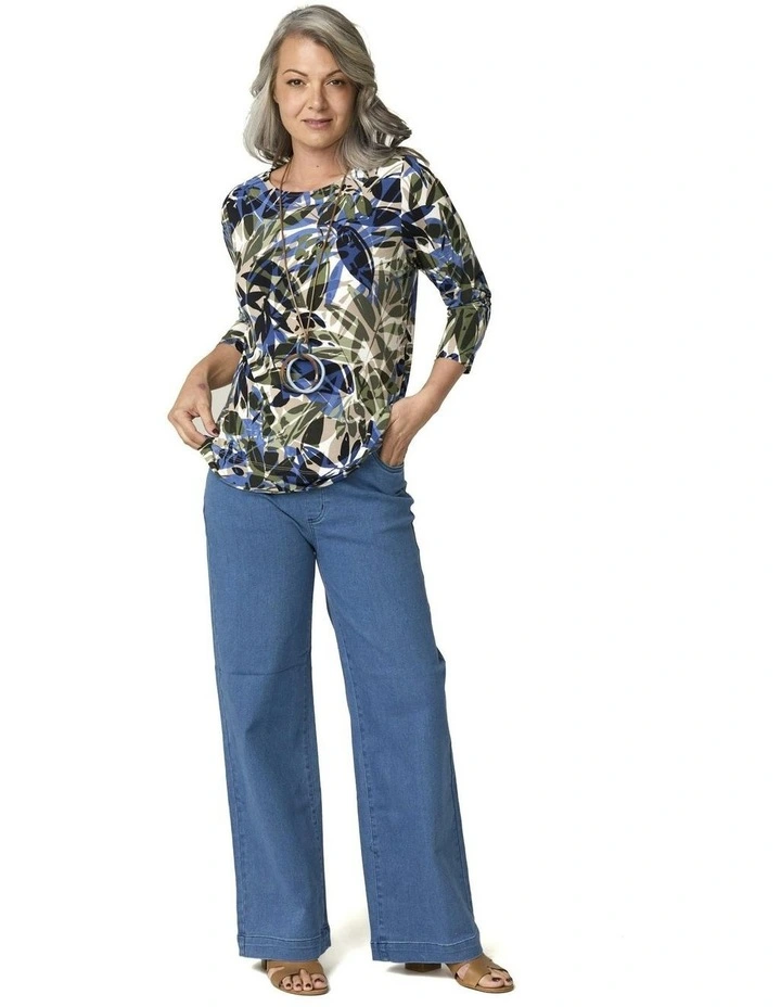 Monset 3/4 Sleeve Tee in Multi image 4