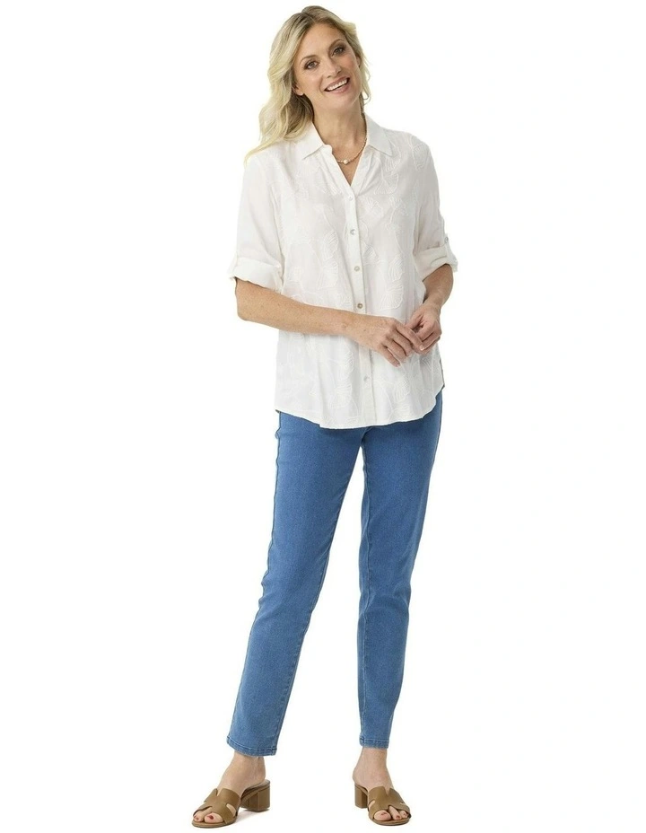 Vita Embroidered 3/4 Sleeve Soft Shirt image 4