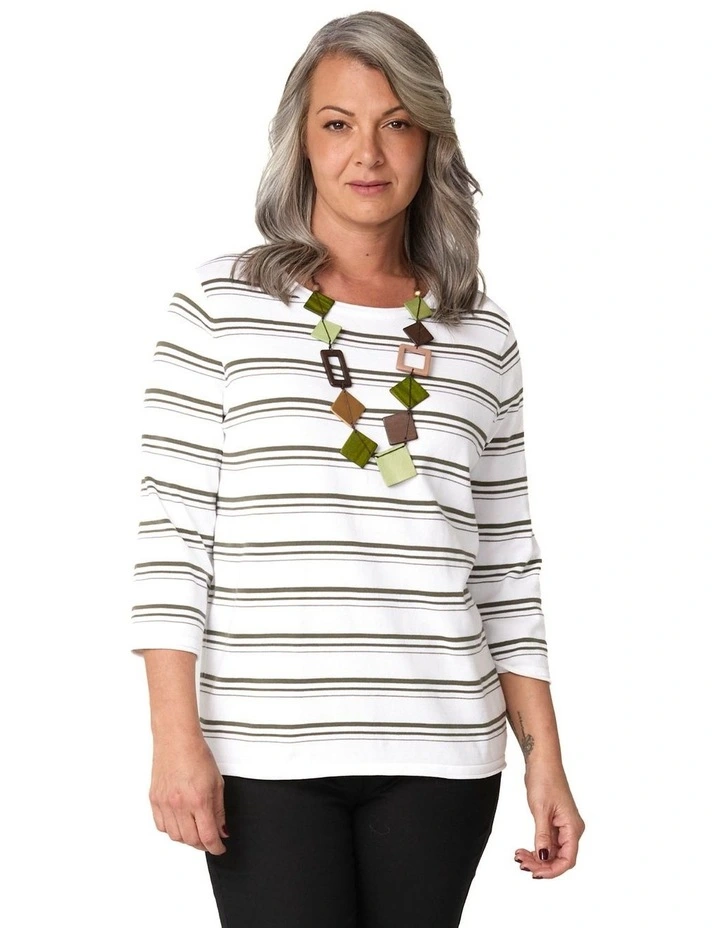 Felix Stripe 3/4 Sleeve Sweater image 1