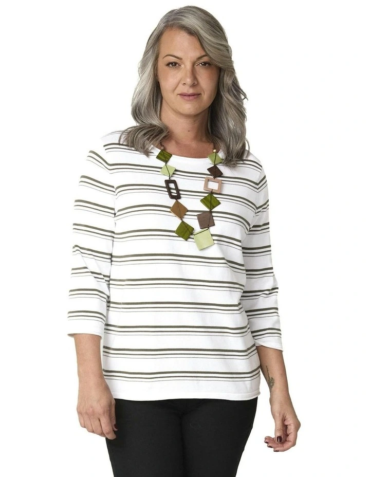 Felix Stripe 3/4 Sleeve Sweater image 1