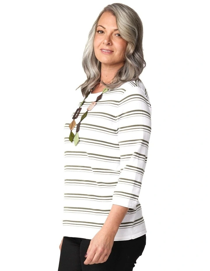 Felix Stripe 3/4 Sleeve Sweater image 3