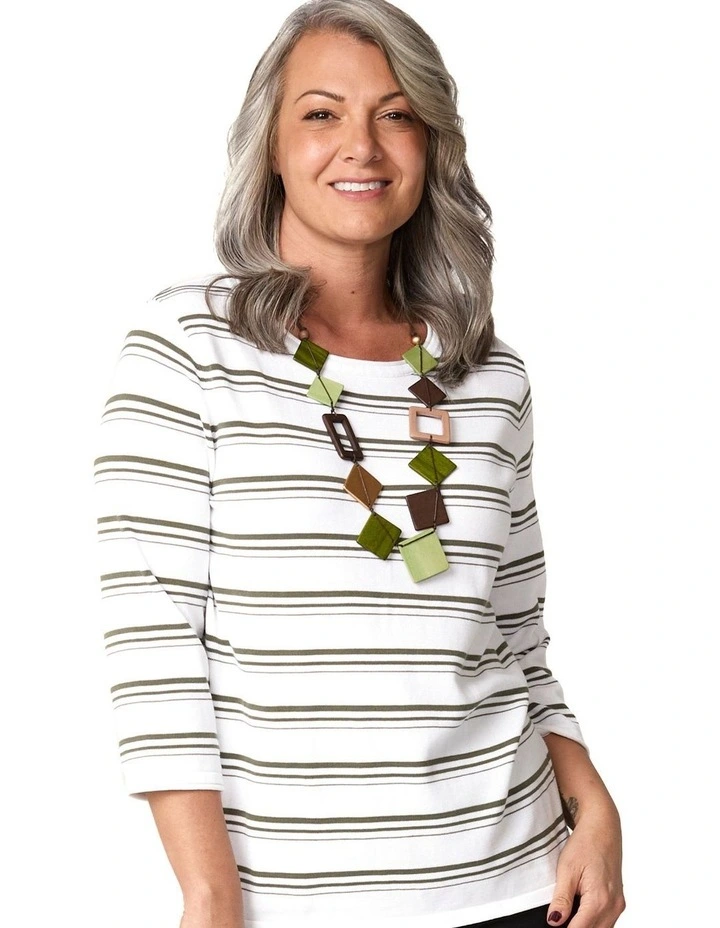 Felix Stripe 3/4 Sleeve Sweater image 5