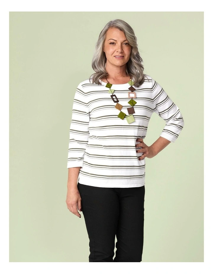 Felix Stripe 3/4 Sleeve Sweater image 6
