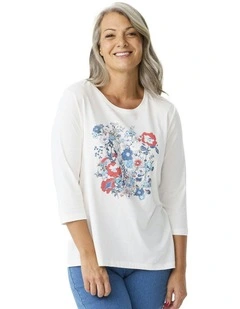 Jerry 3/4 Sleeve Print Front Tee